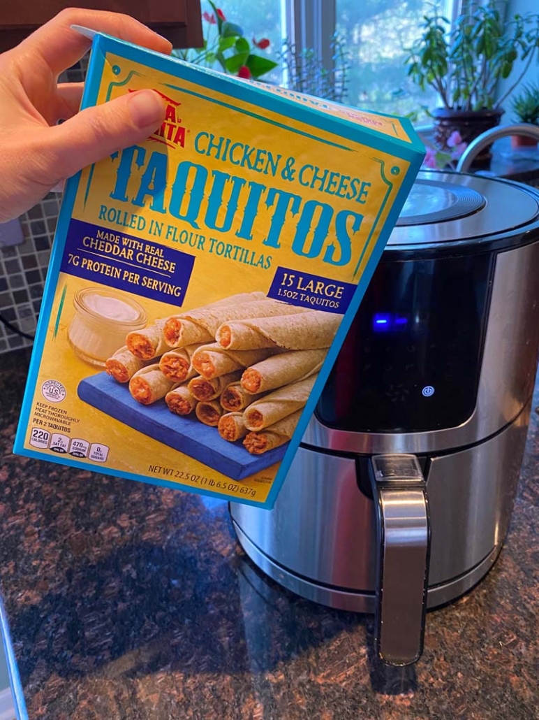 cooking a box of chicken and cheese taquitos in the air fryer 