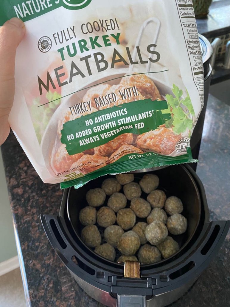 a bag of frozen turkey meatballs