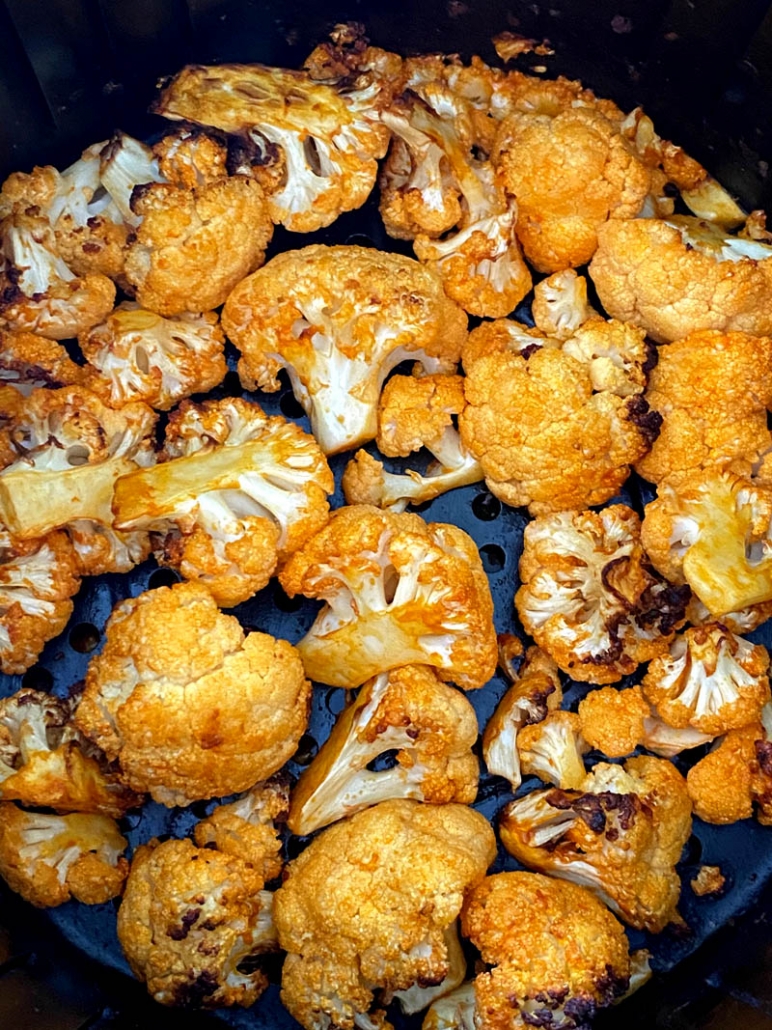 crispy air fried buffalo cauliflower