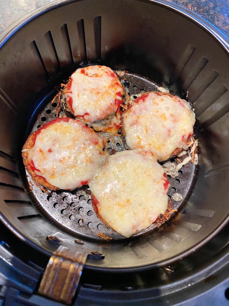 eggplant topped with marinara sauce and mozzarella 