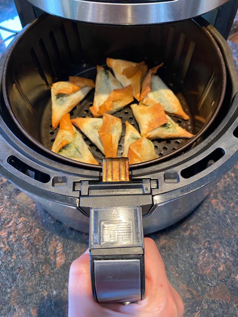 air fried and crispy spanakopita