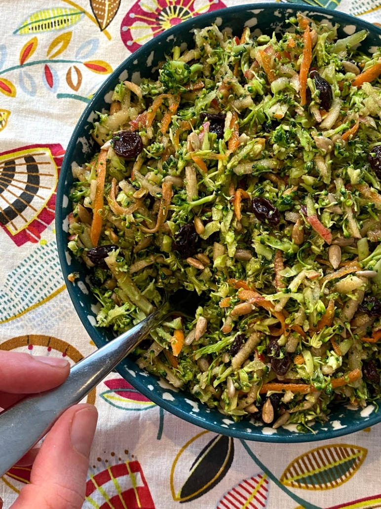 bowl of broccoli apple salad 