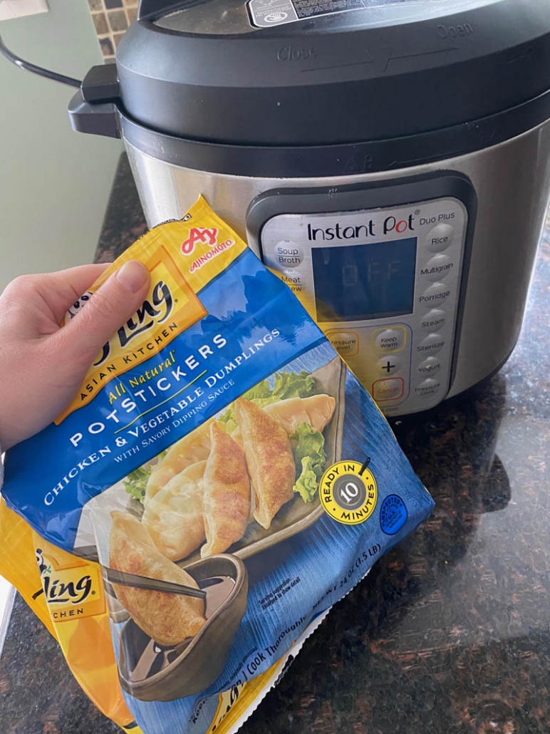 a bag of frozen potstickers and the instant pot