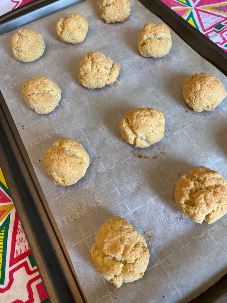 low carb biscuits on a baking sheet 