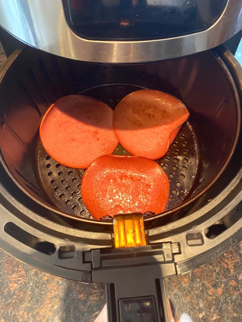 three slices of bologna in air fryer