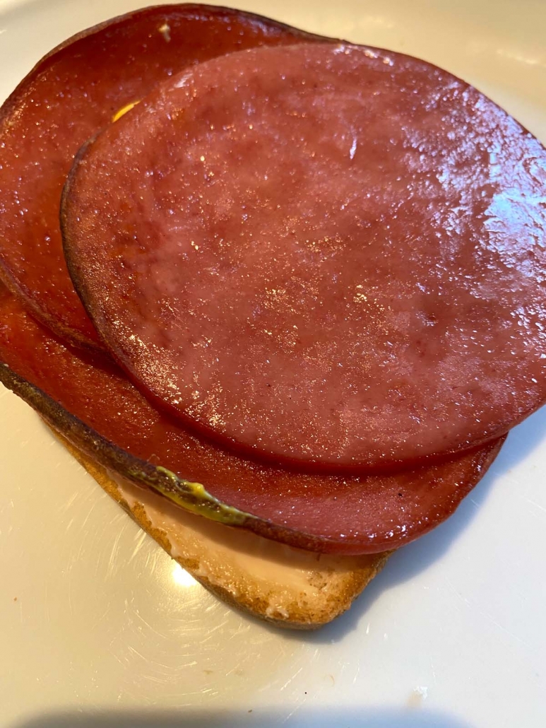 bologna slices on white bread