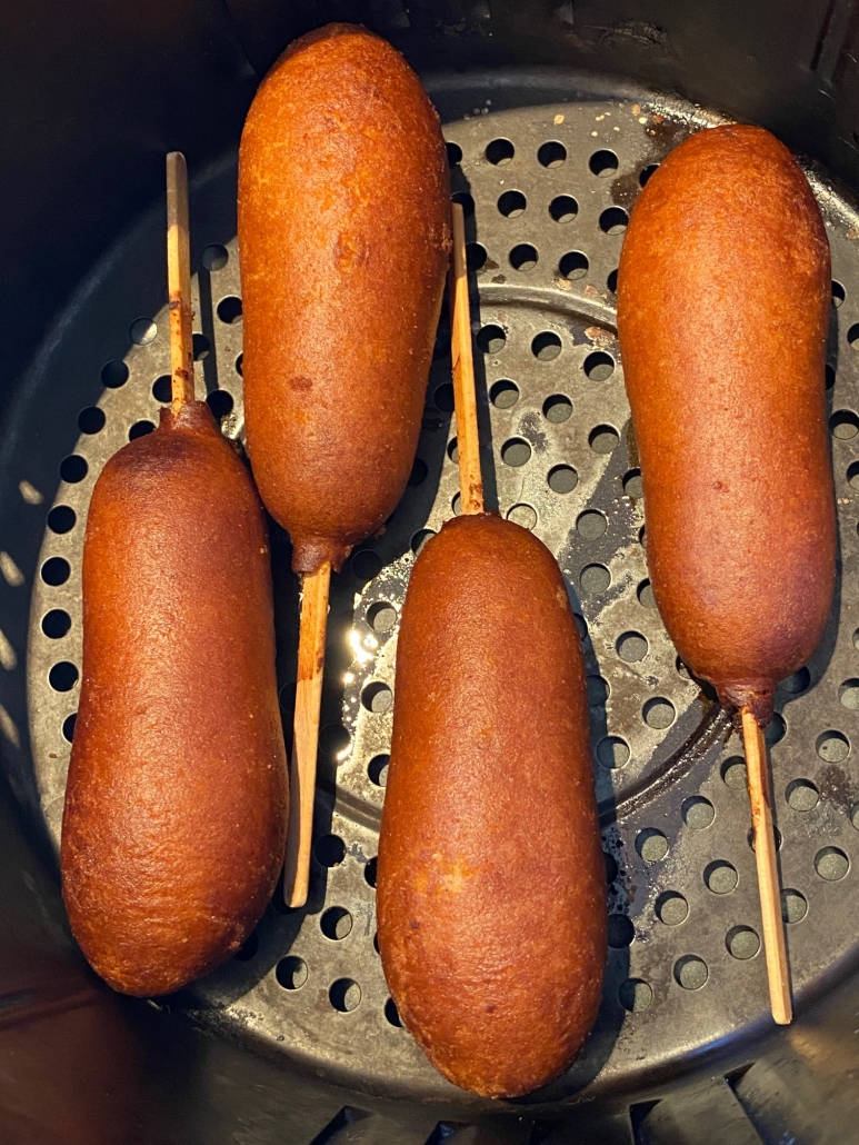 air fried pancake and sausage on a stick 