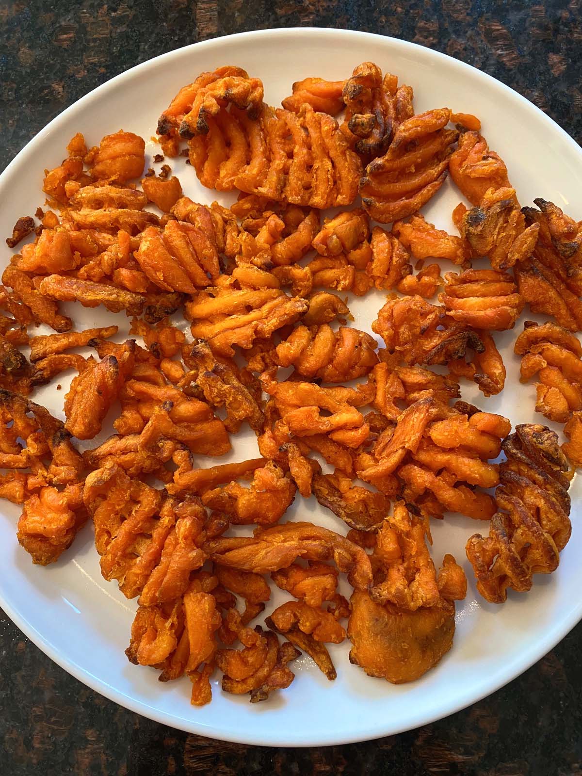 Air Fryer Frozen Sweet Potato Waffle Fries Melanie Cooks sweet-potato-waffle-fries-made-crispy-in-an-air-fryer