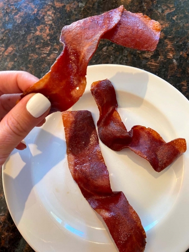 turkey bacon in plate