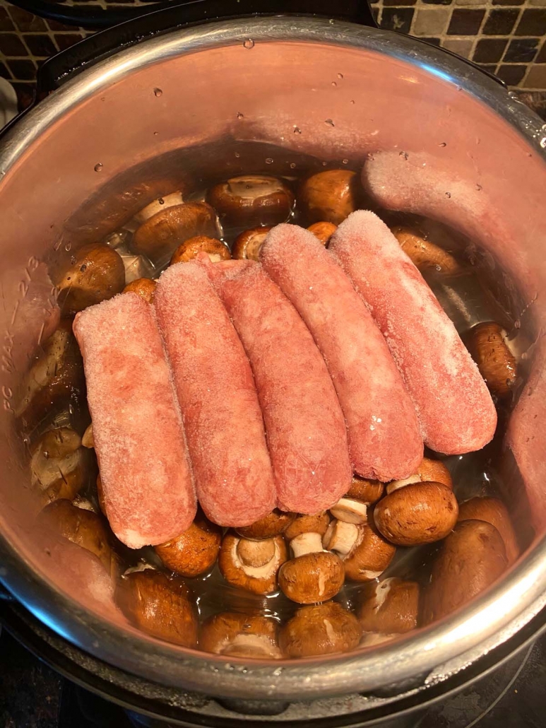 frozen sausages and mushrooms in the instant pot