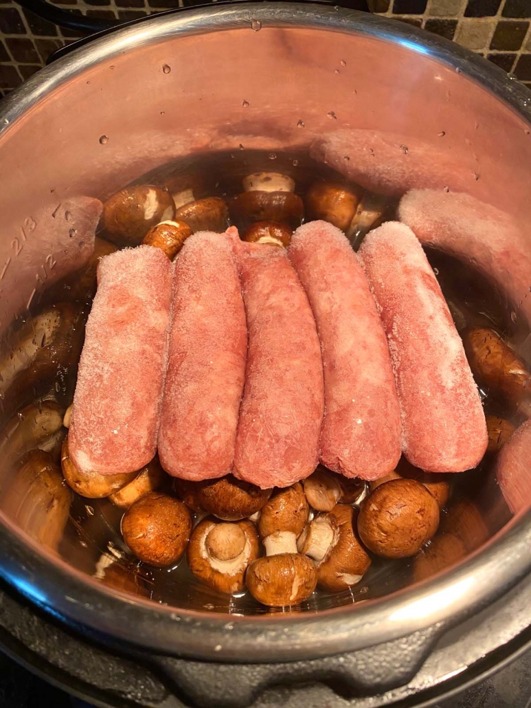 frozen sausages and mushrooms in the instant pot