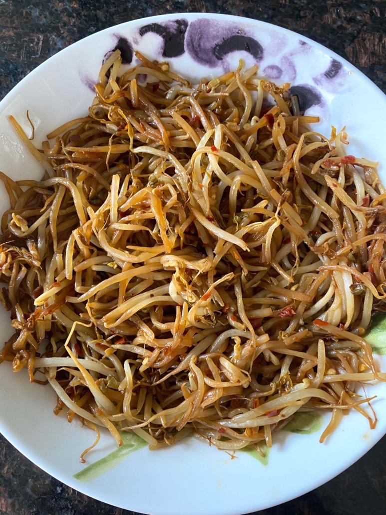 cooked bean sprouts in bowl