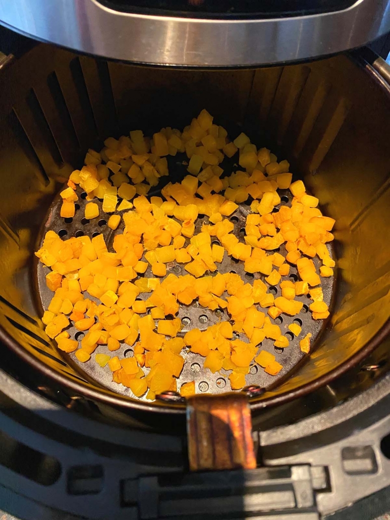 air fried butternut squash cubes