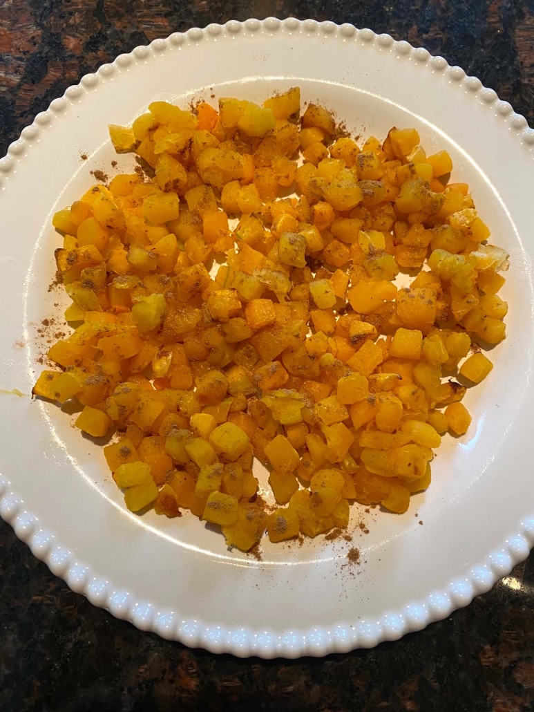 butternut squash cubes seasoned with cinnamon