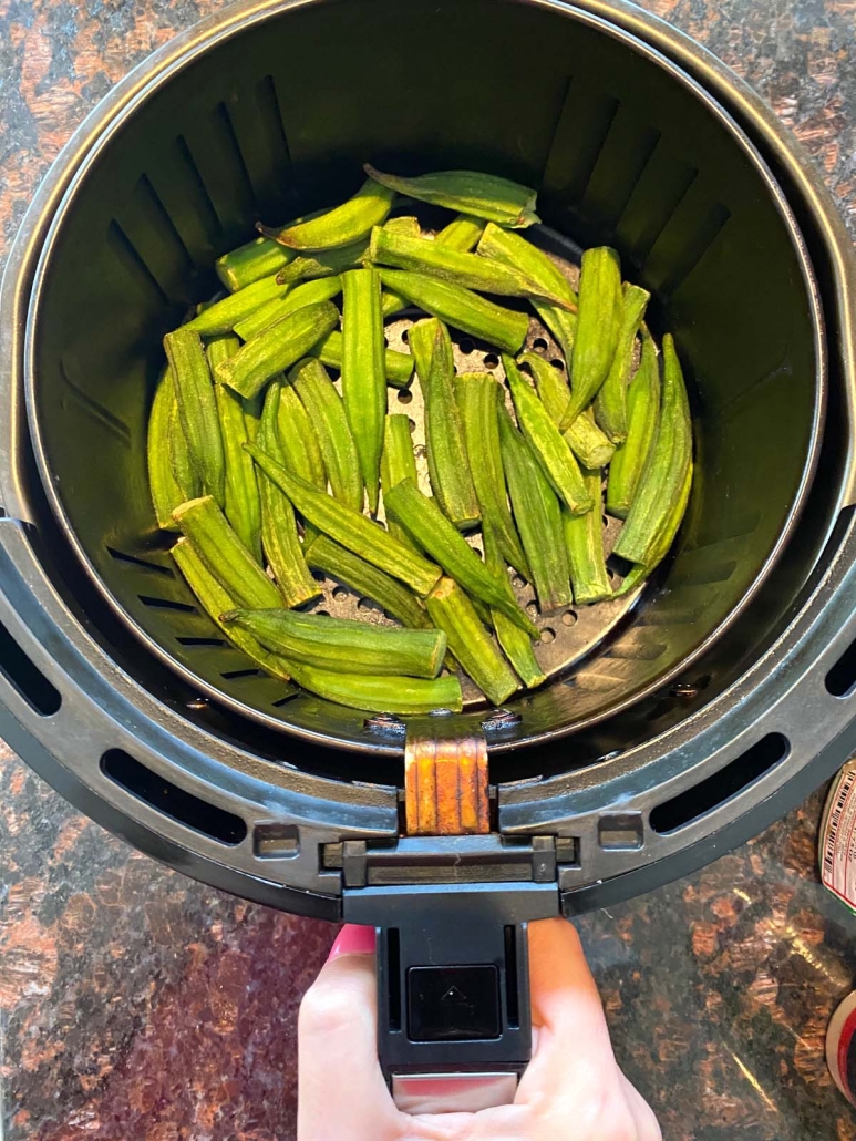 okra in air fryer basket