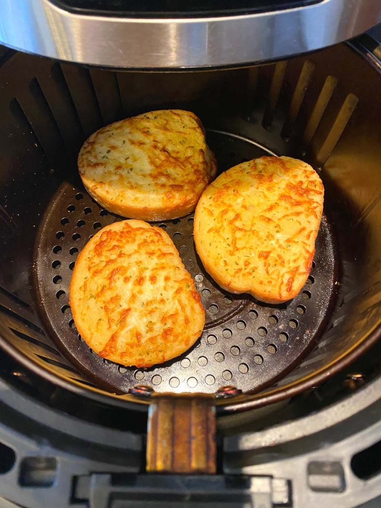3 pieces of texas toast cooked in air fryer