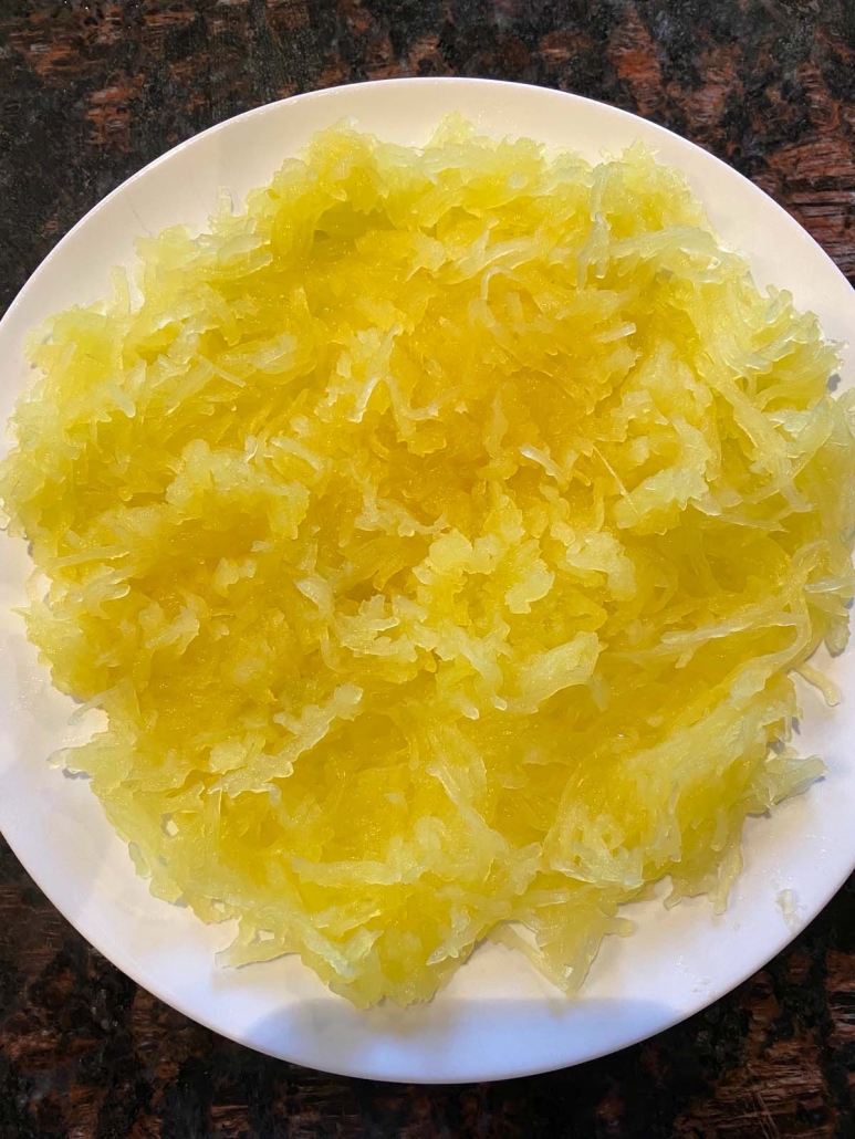 spaghetti squash strands on a plate