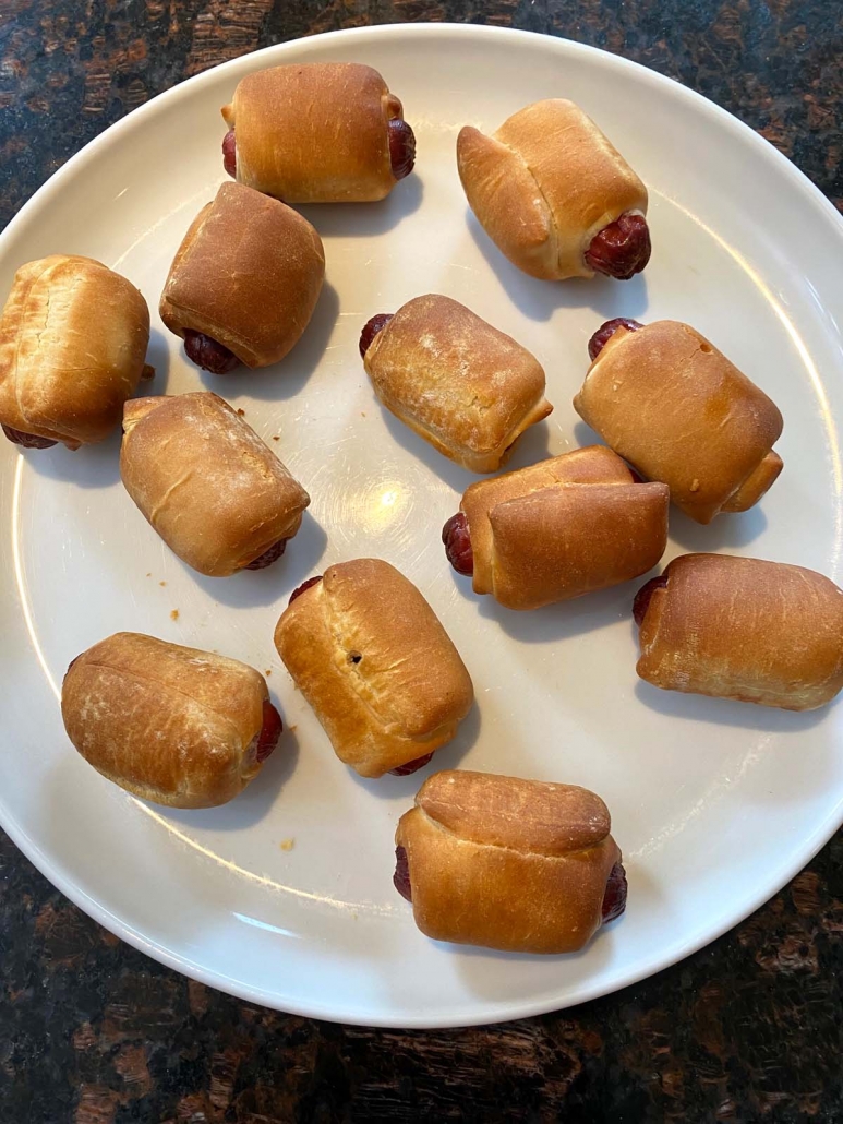 mini bagel dogs on a plate