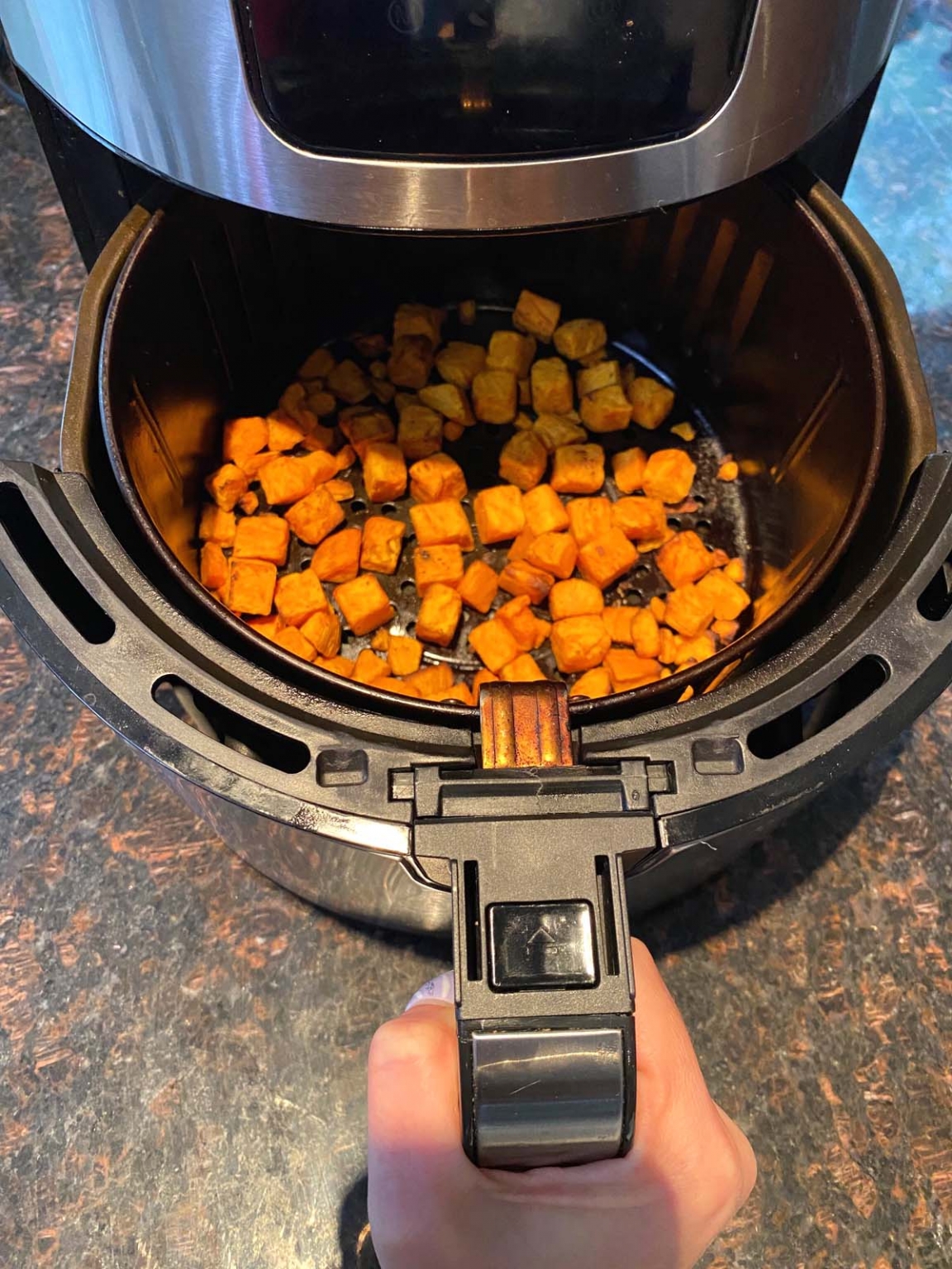 Air Fryer Frozen Sweet Potato Cubes Melanie Cooks