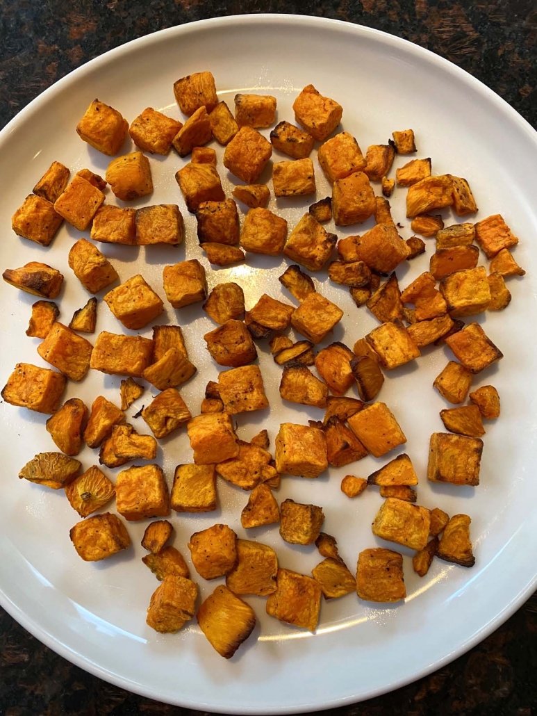 sweet potato cubes on plate