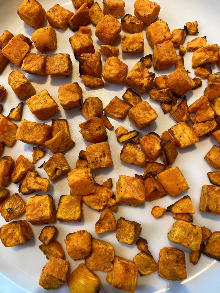 close up of sweet potatoes on a plate
