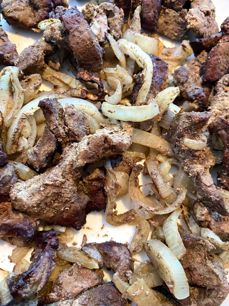air-fried beef liver and onions