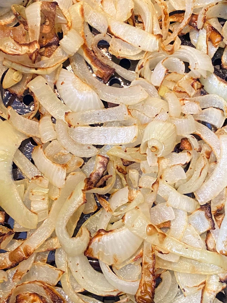 close up of air fried onions