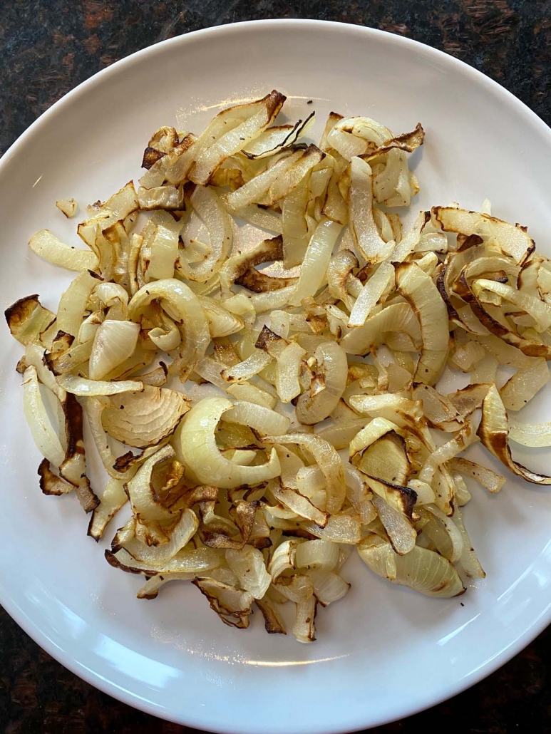 plate filled with air fried onions