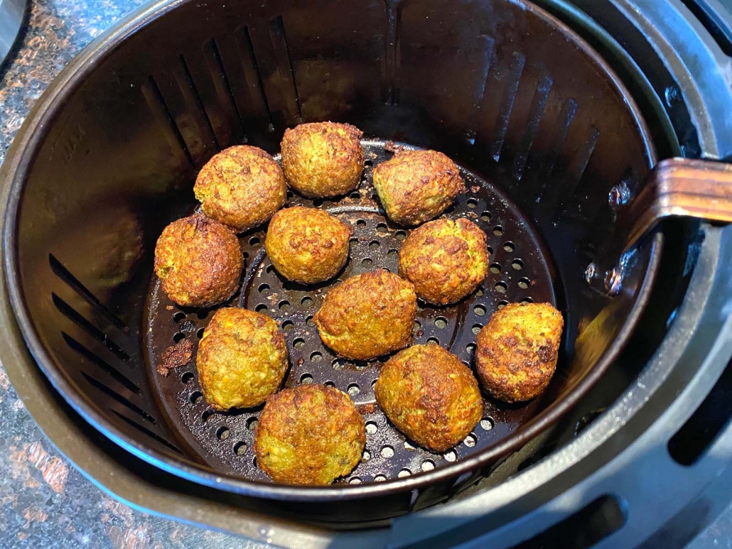 frozen falafel cooked in the air fryer