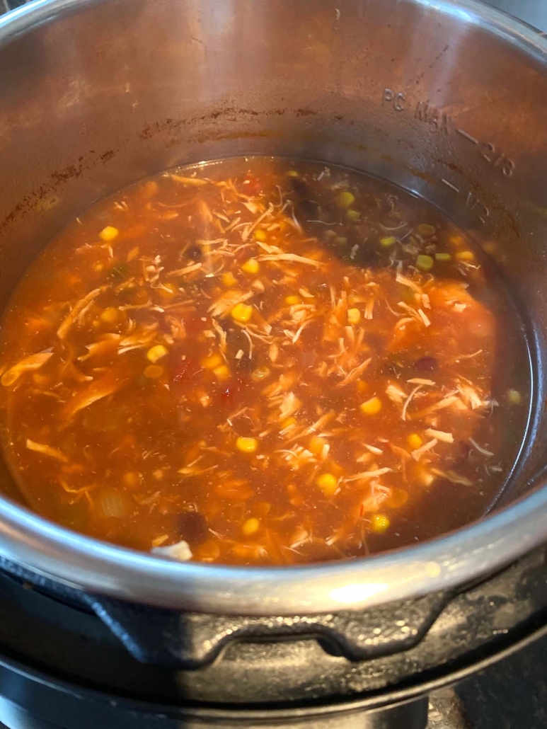 chicken tortilla soup cooking in instant pot