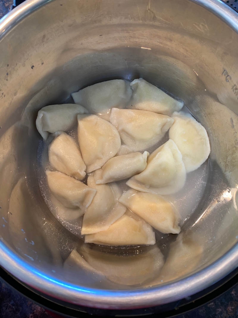cooked pierogi inside instant pot