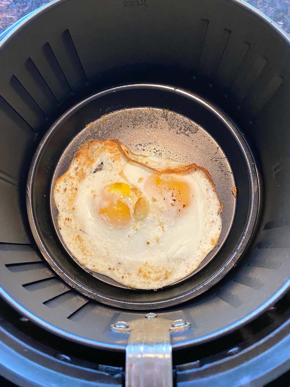 A set of eggs cooked in the air fryer.
