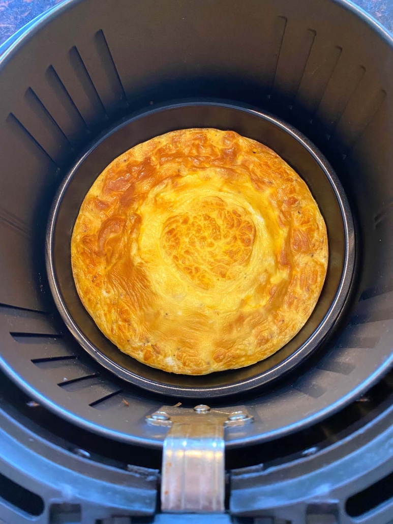 overhead shot of omelette cooked in the air fryer