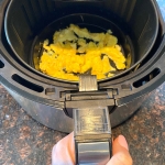 Cooked scrambled eggs in the air fryer.