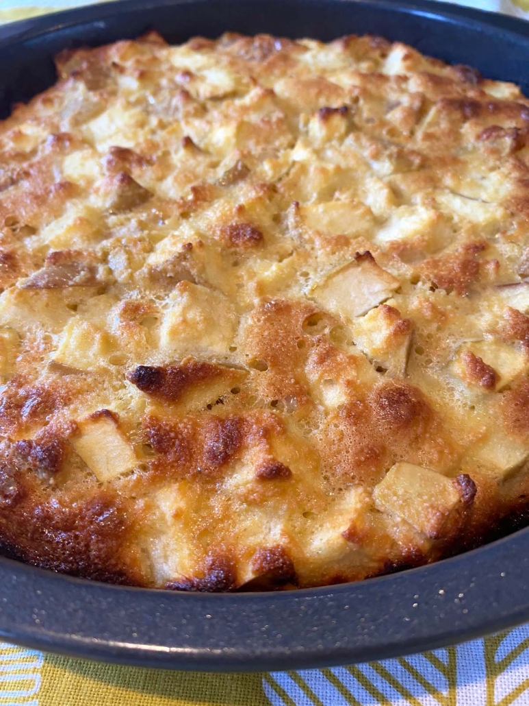 close up of apple cake made with almond flour