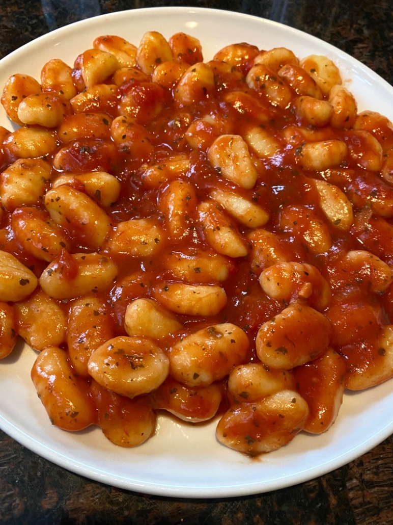 gnocchi in tomato sauce on a plate