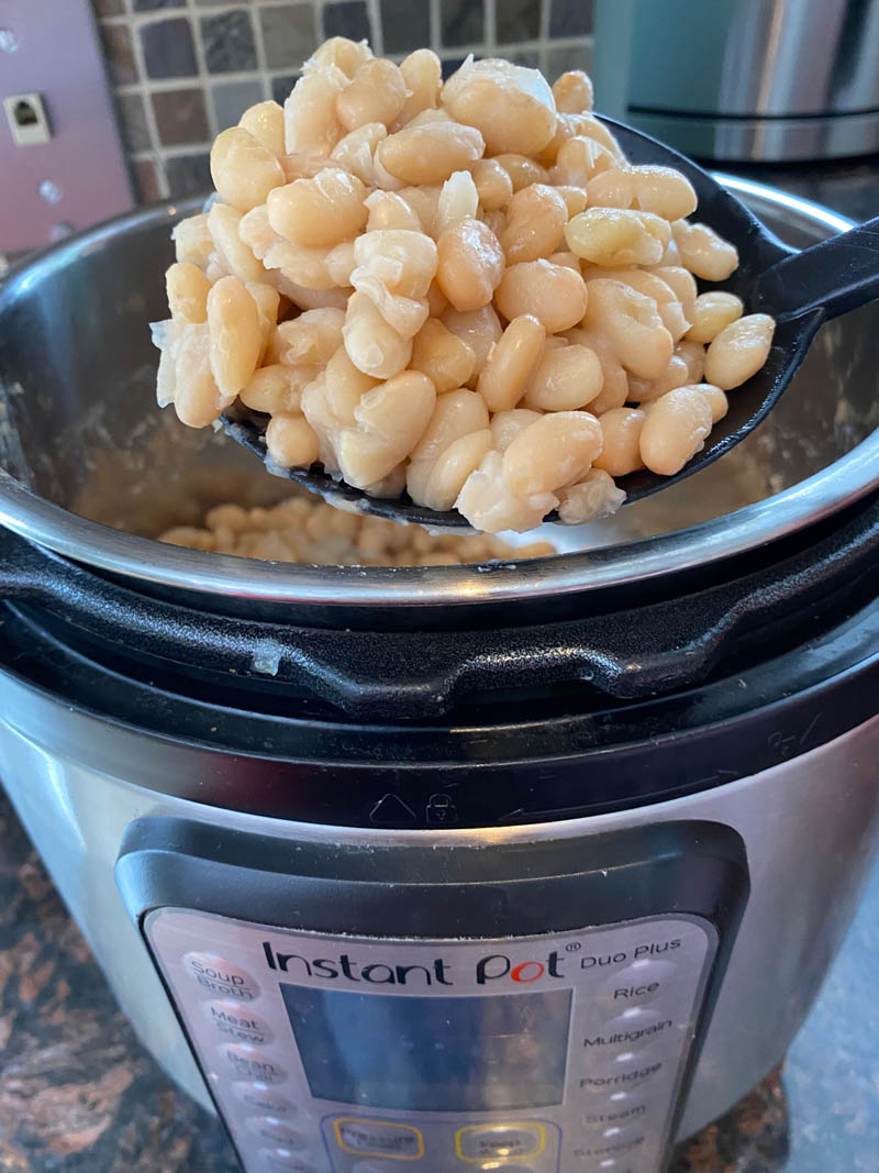 Cooked great northern beans in an Instant Pot.