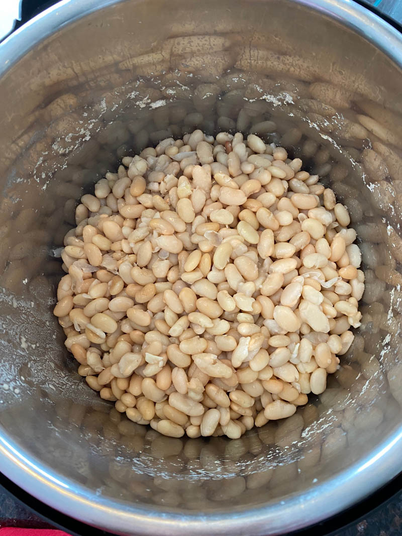 Cooked great northern beans in an Instant Pot.