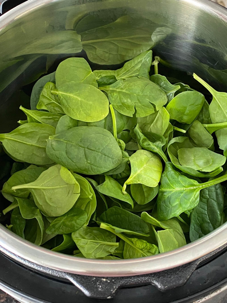 fresh spinach in the instant pot