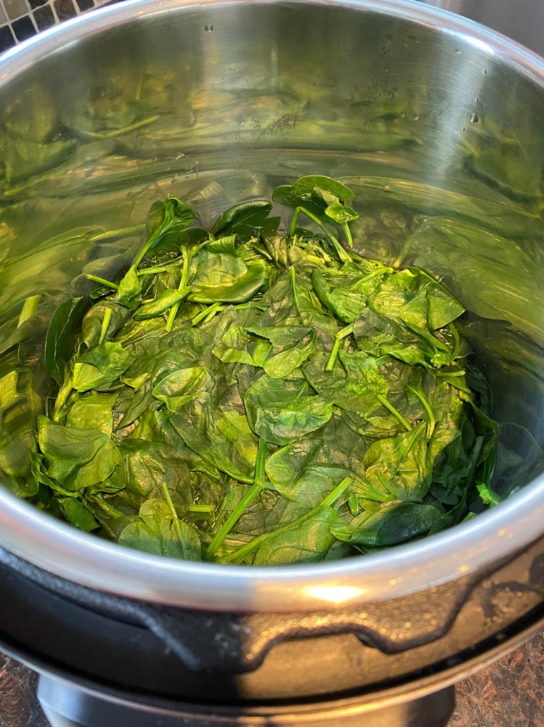 spinach cooking in the instant pot