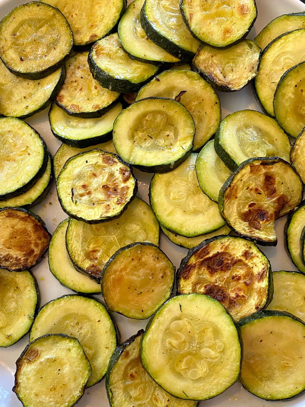 Air fried roasted zucchini slices.