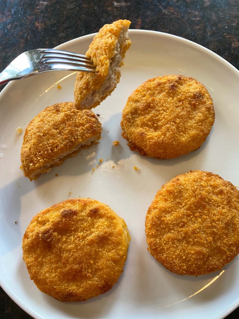 cooked air fryer chicken patties on a plate