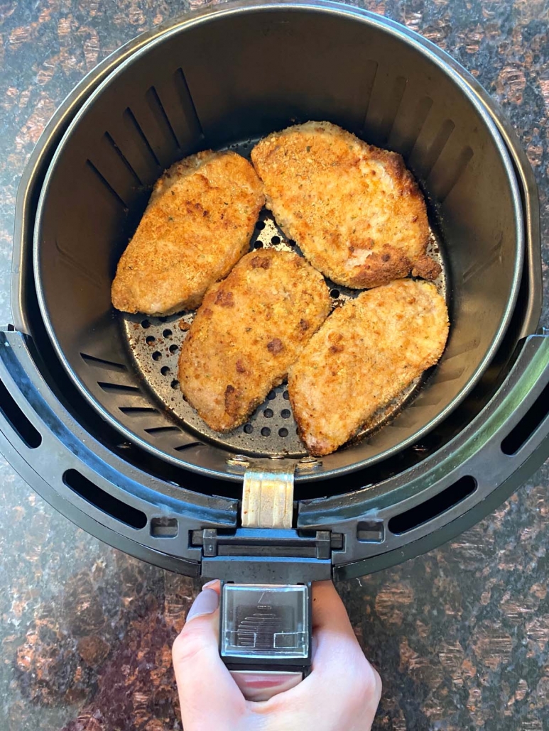 breaded pork chops in an air fryer