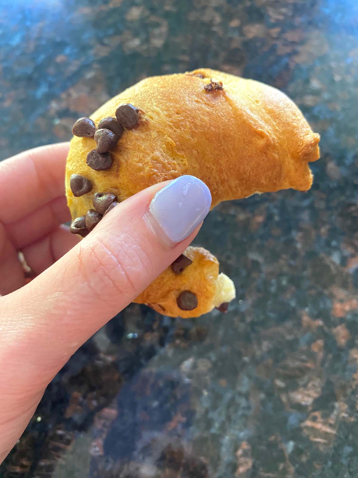 A chocolate croissant.