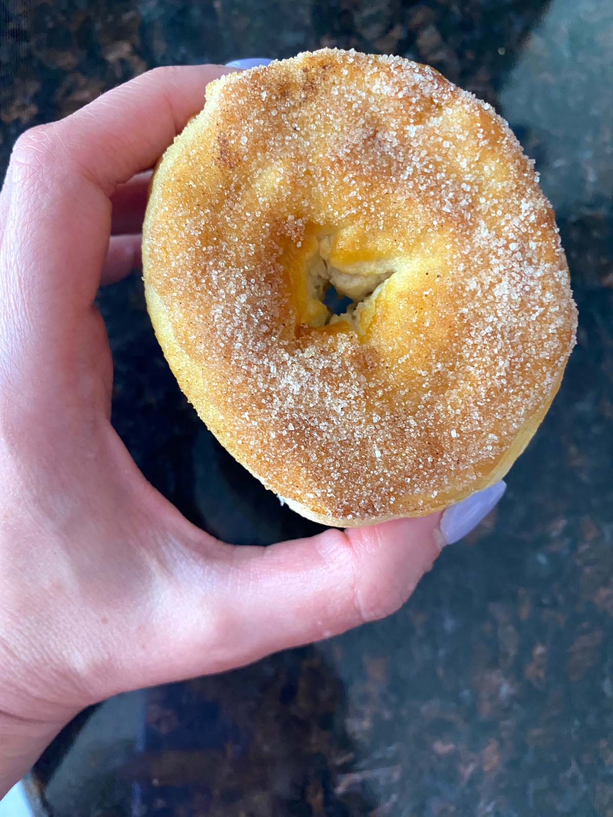 Cinnamon sugar biscuit donut.