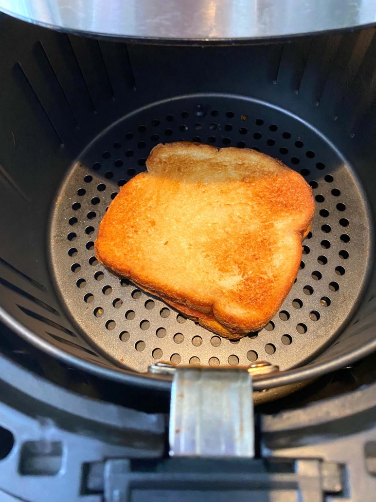 toasted sandwich in air fryer basket