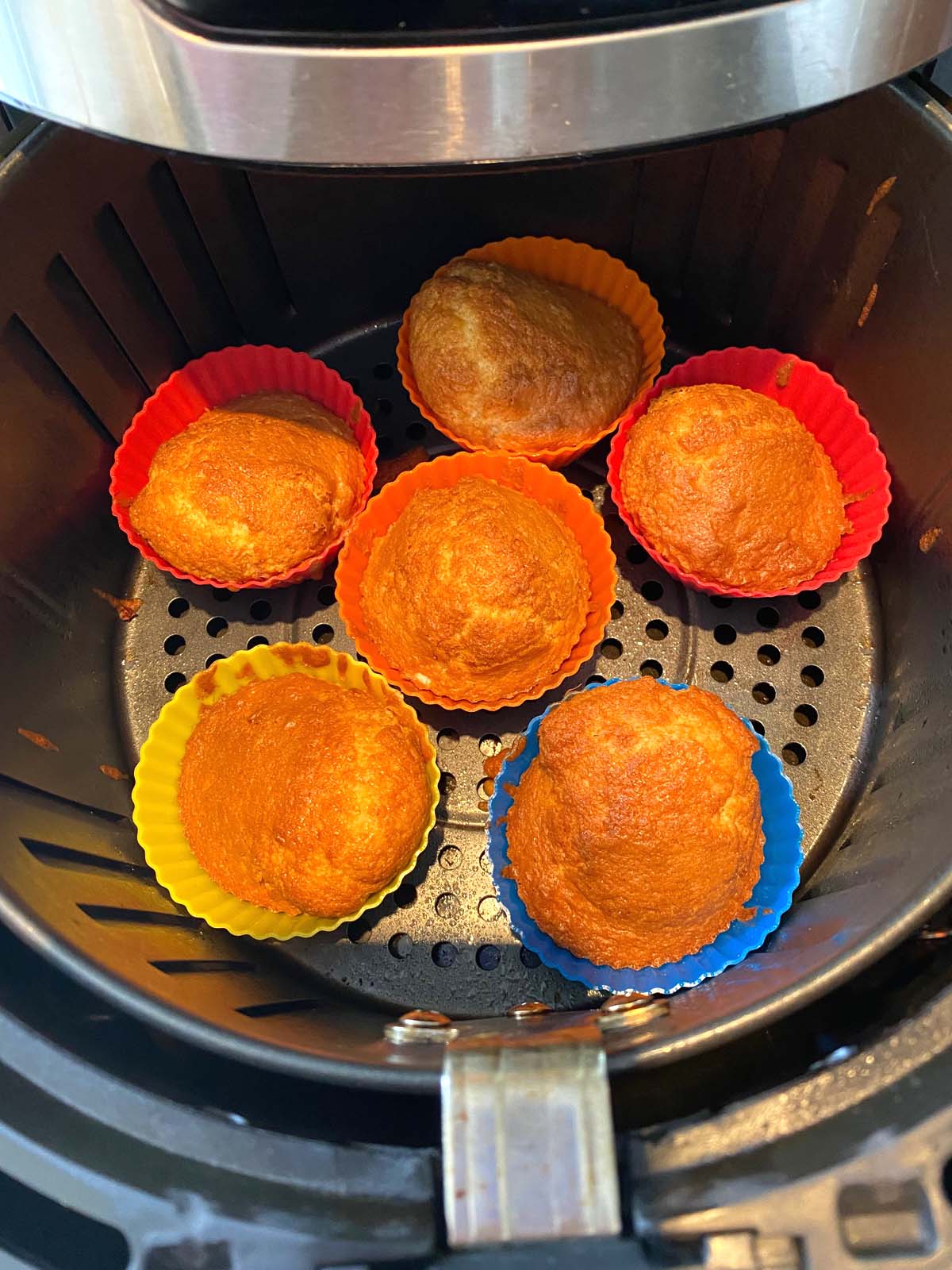 Baked cake mix muffins in an air fryer. 