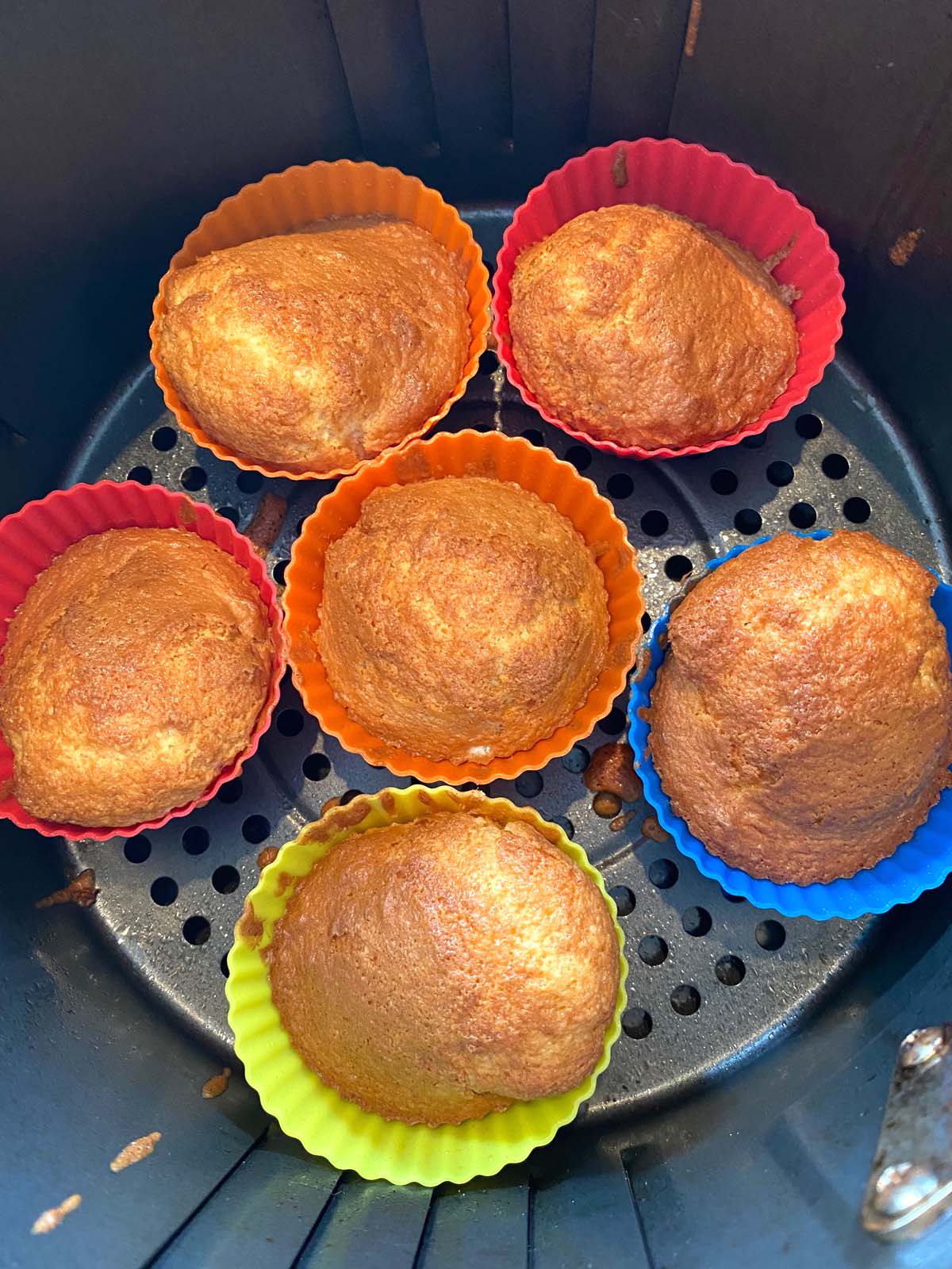 Baked cake mix muffins in an air fryer. 