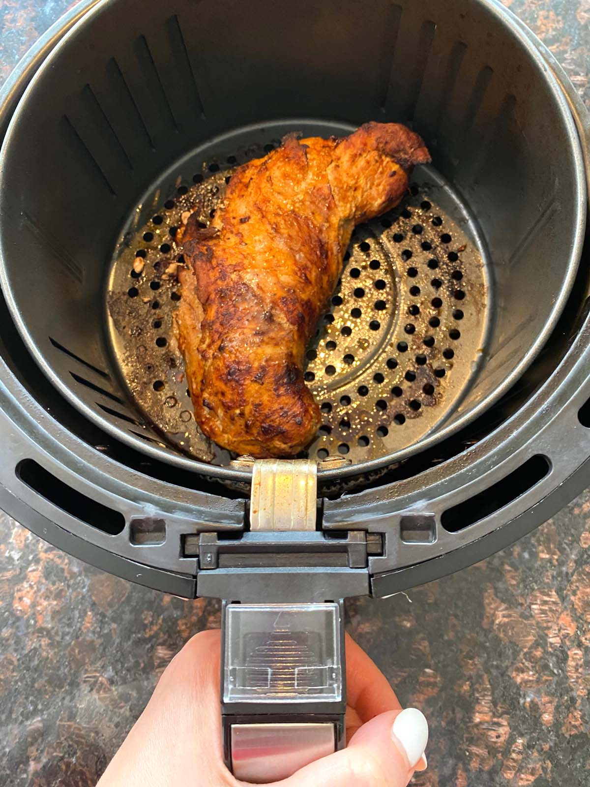 Showing recipe inside basket after being cooked.