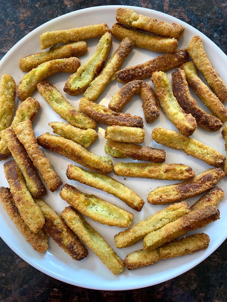 air fried zucchini fries on a plate